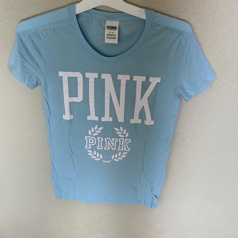 PINK Victoria's Secret Light Blue Graphic Tee
